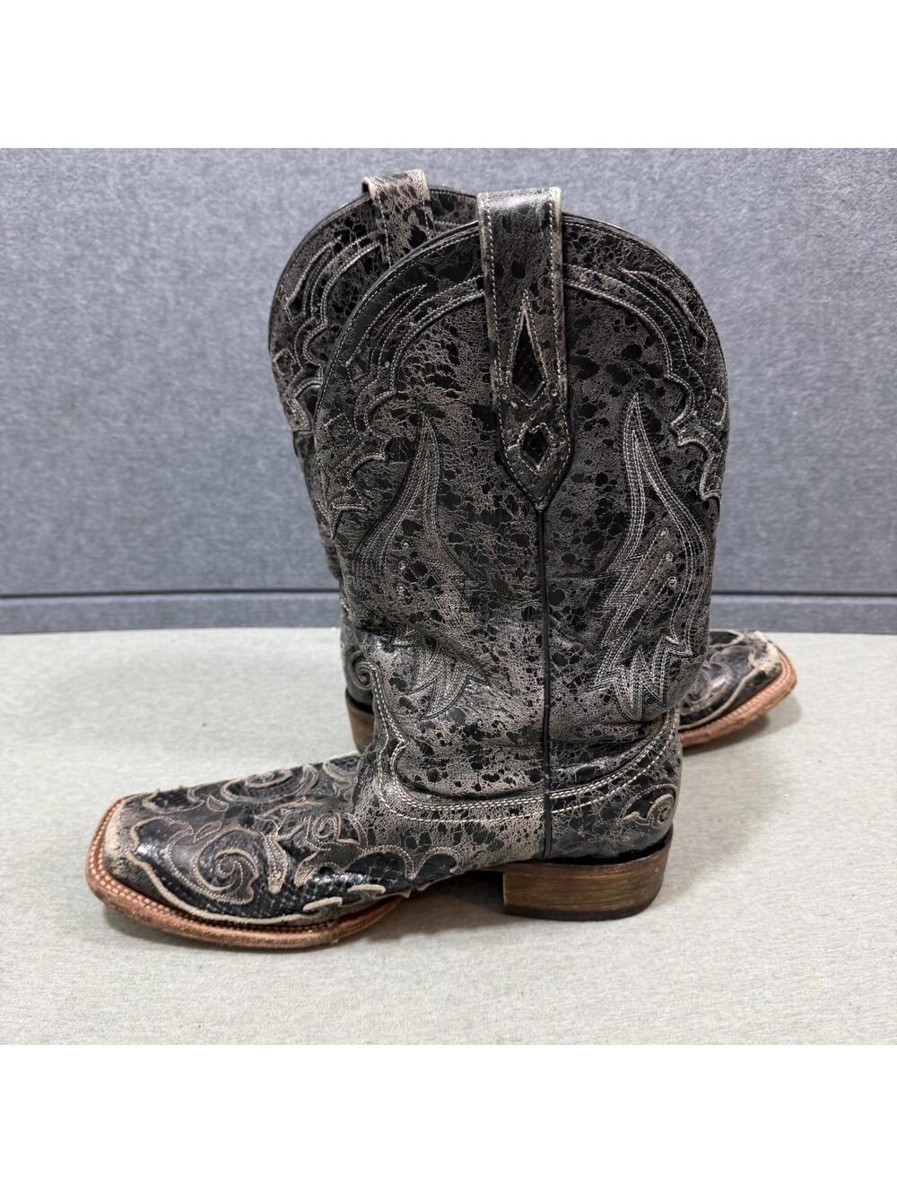Corral Vintage Boots Western Cowgirl Embroidered Leather Gray Womens Size 10M - Picture 5 of 10